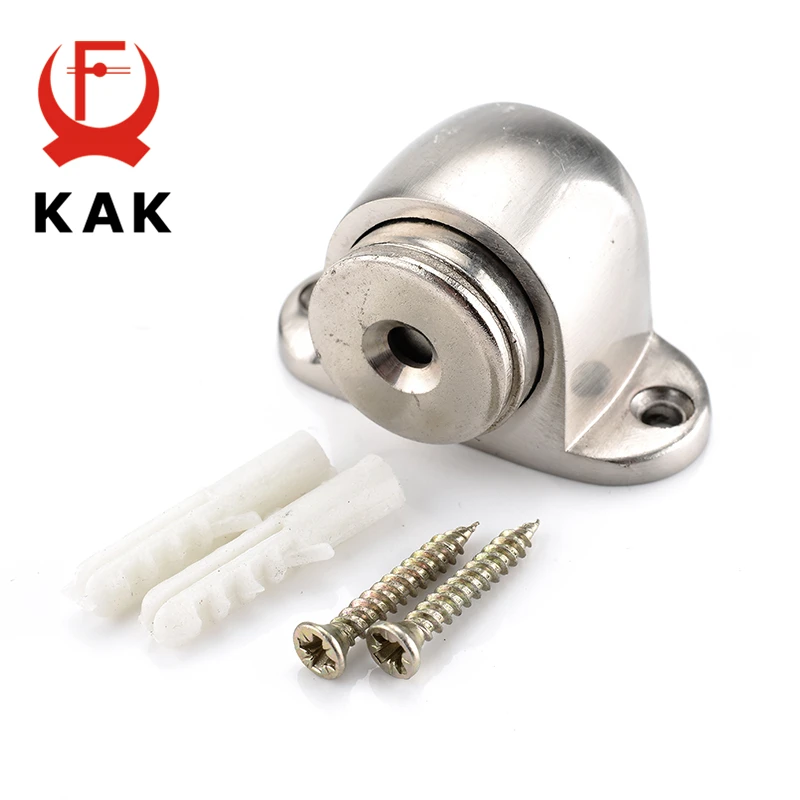 KAK Zinc Alloy Door Stop Casting Powerful Floor-mounted Magnetic Holder 54mm*35mm Satin Nickel Brushed Door Stopper