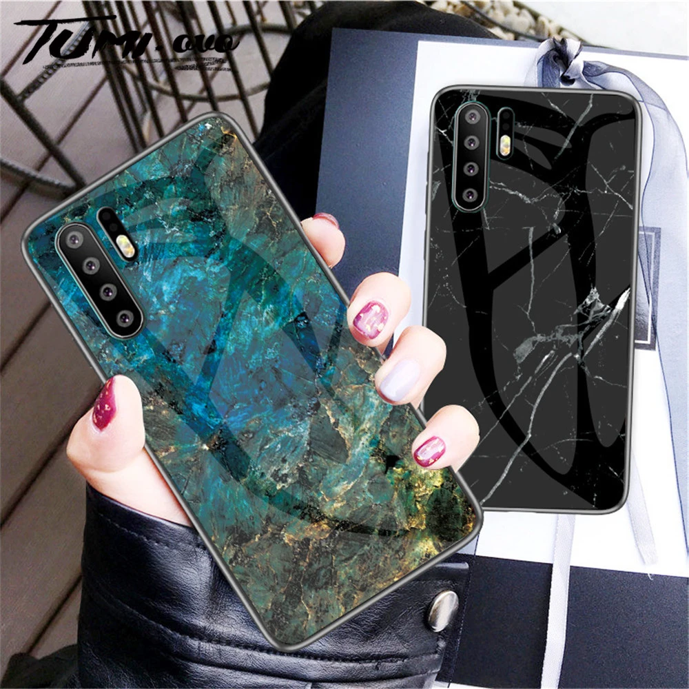 Marble Tempered Glass Edge Soft Silicone Case For Huawei P9 Plus P10 Lite P20 Pro P30 Nova 3 3i 3e 4 Mate 9 10 20 Lite P Smart