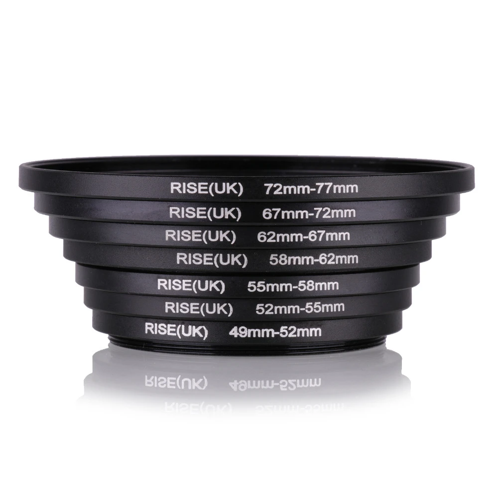 7pcs Metal Step Up Rings Aluminum Universal Lens Adapter Filter Ring Set 49-52-55-58-62-67-72-77 mm 49mm-77mm