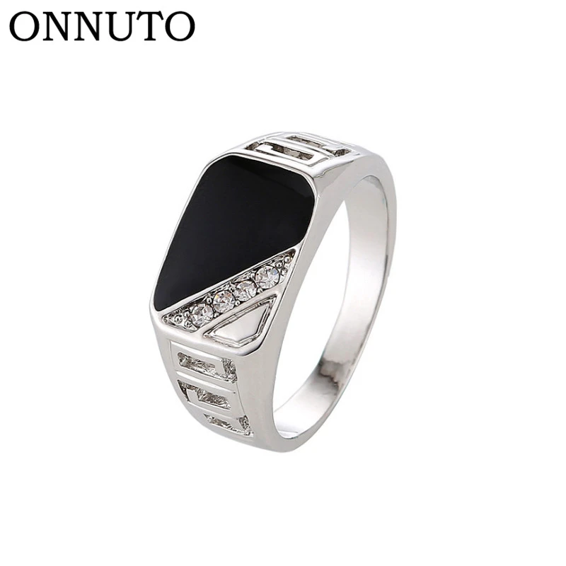 New Fashion Size 7-12 Good Quality Man Jewelry Fashion Gold-Color Black Enamel Men Finger Ring