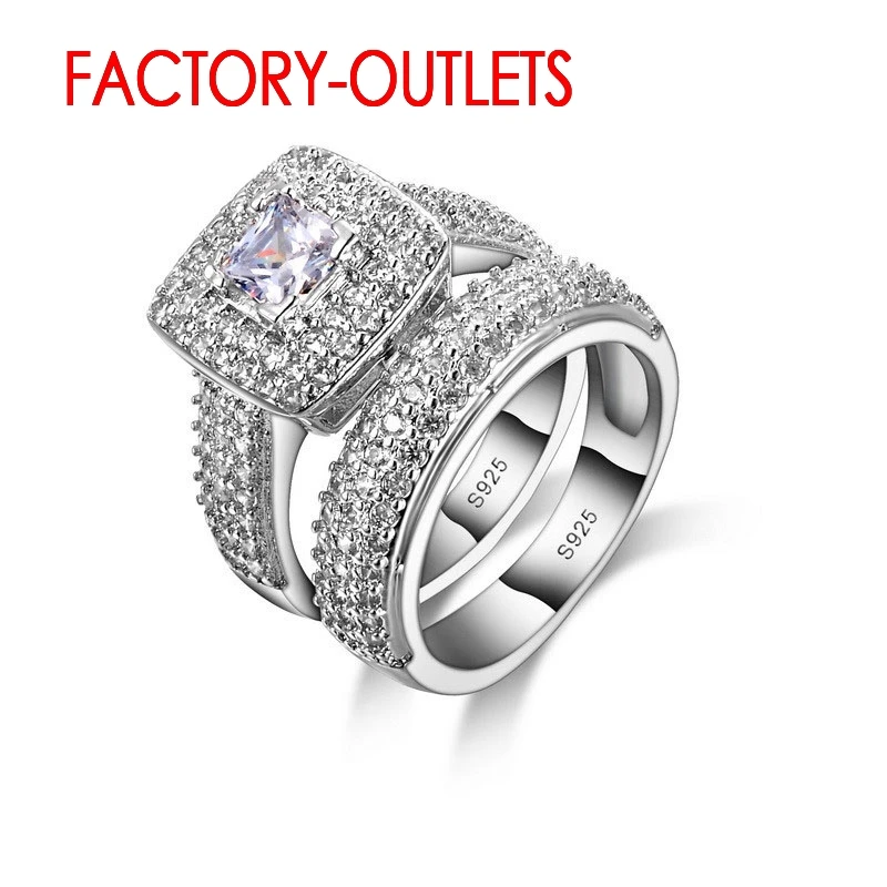 925 Sterling Silver Engagement Ring Romantic Fashion Jewelry Cubic Zirconia Bezel Setting Decoration For Women Girls Wholesale