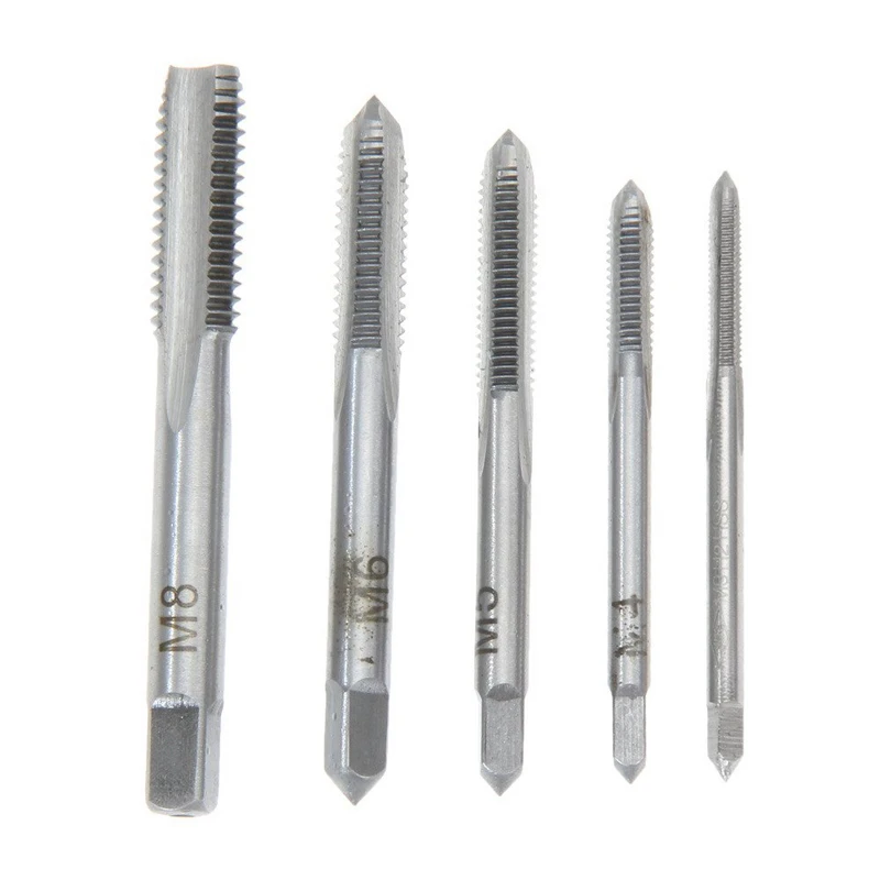 5pcs Hss Machine Screw Thread Metric Plug Tap Screw Taps 3mm 4mm 5mm 6mm 8mm M3-M8 Set Kit Screw Thread Tap Drill M3 M4 M5 M6 M8