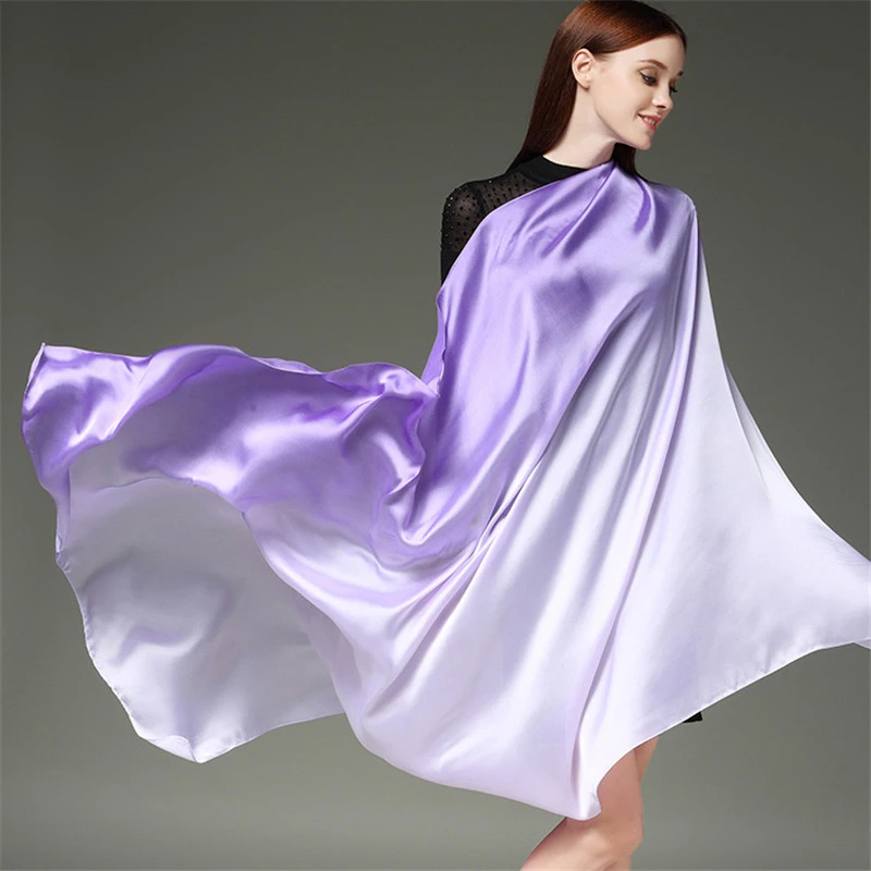 RUNMEIFA 2020 Summer Gradient Silk Scarf For Women/Ladies Fashion Long Shawls and Wraps Pashmina Scarves foulard soie 190*110CM