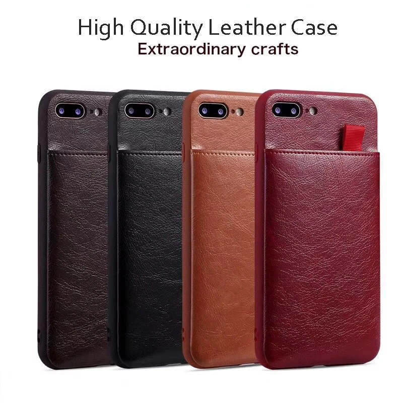 Card Wallet Leather Case for iPhone 13 12 11 Pro Max XS Max XS XR X 8 7 6 Plus Classic Card Slot Pull Pouch Cover Silicone Frame