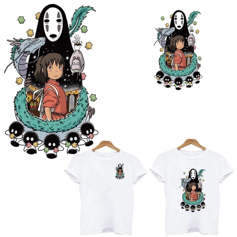 stripes on clothes Spirited Away Miyazaki Hayao patch iron on patches application of one ironing printing for clothing applique
