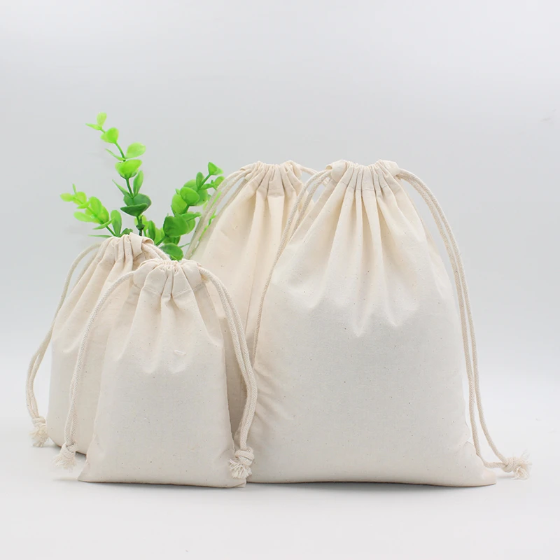 Zhuangshijie Grand Quality Cotton Small Drawstring Pouch Home Large Capacity Storage Bags Big Size Food Bread Portable Sacks