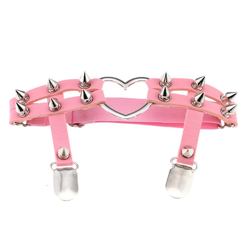 Sexy Leg Ring Garter Harajuku Elasticity Heart Faux Leather Harness Tight Suspender Punk Strap Belts Bondage Gothic Fashion New