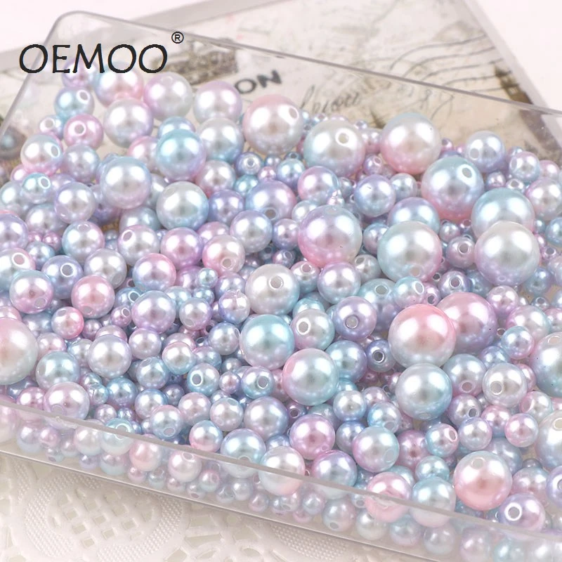 Multi option Mixed 4/6/8/10/12mm Round Imitation Rainbow Color Plastic ABS Pearl  beads  For Garment Bags shoes
