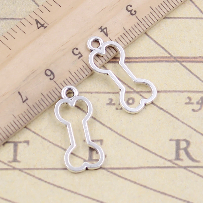 20pcs Charms Hollow Dog Bone 25x11mm Tibetan Bronze Silver Color Pendants Antique Jewelry Making DIY Handmade Craft