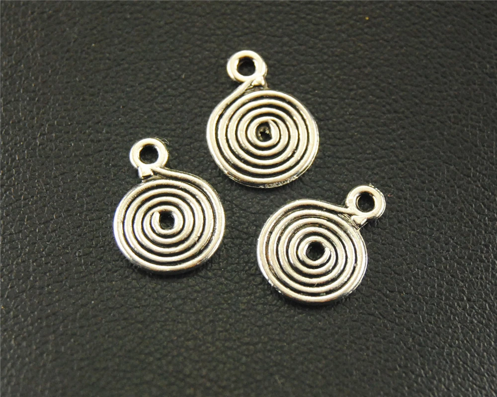 100pcs  Silver Color Round Charms Jewelry Spiral Circle Pendant Jewelry Handmade DIY Accessories For Earrings Nracelet A1573