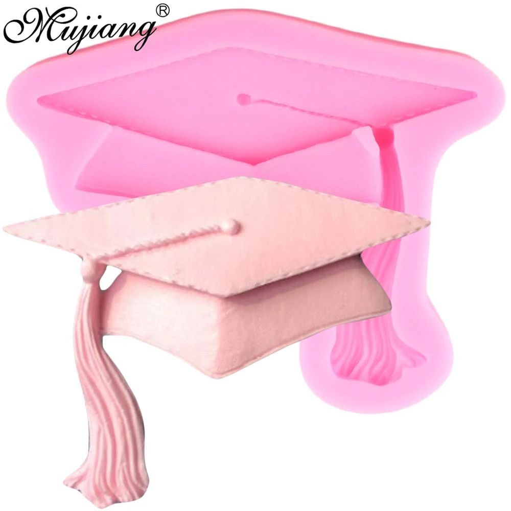 DIY Graduation Silicone Mold Bachelor Cap Cupcake Topper Fondant Party Cake Decorating Tools Candy Chocolate Gumpaste Moulds
