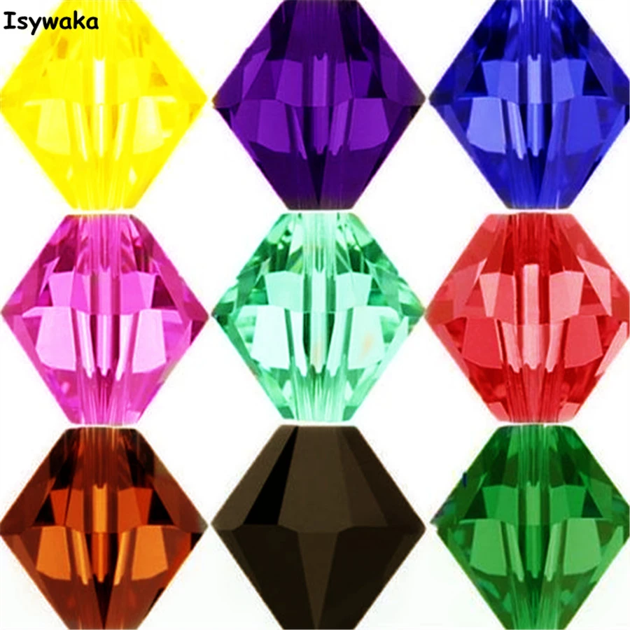 Isywaka Sale U Pick Color 3mm 4mm 6mm 8mm Bicone Austria Crystal Bead charm Glass Bead Loose Spacer Bead for DIY Jewelry Making