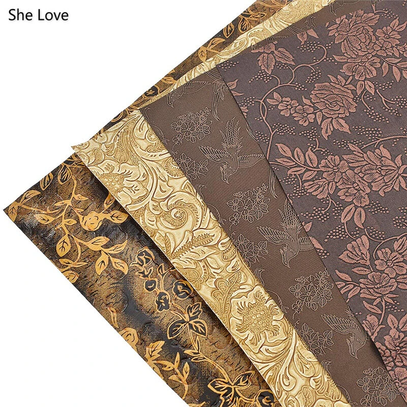 Chzimade A3 42x30cm Vintage Printed Flower Synthetic Leather Fabric For DIY Clothes Crafts Bows Making Material