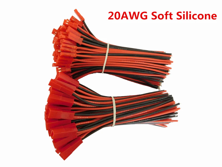 10 pair JST Connector Pigtail Male Female BEC Plug Silicone Cable Wire 200 degree for RC Lipo Battery 22AWG 20AWG 18AWG Wire