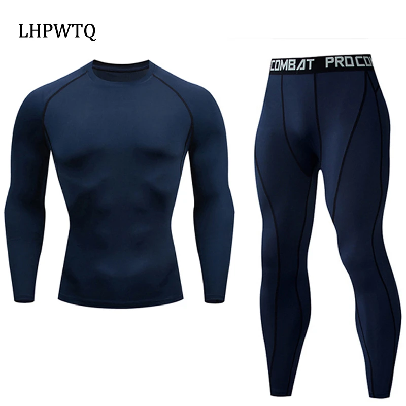 Quick Dry Men's   Thermal underwear Sets  Running Compression Sport Suits Basketball Tights Clothes Gym Fitness Jogging Sportswe
