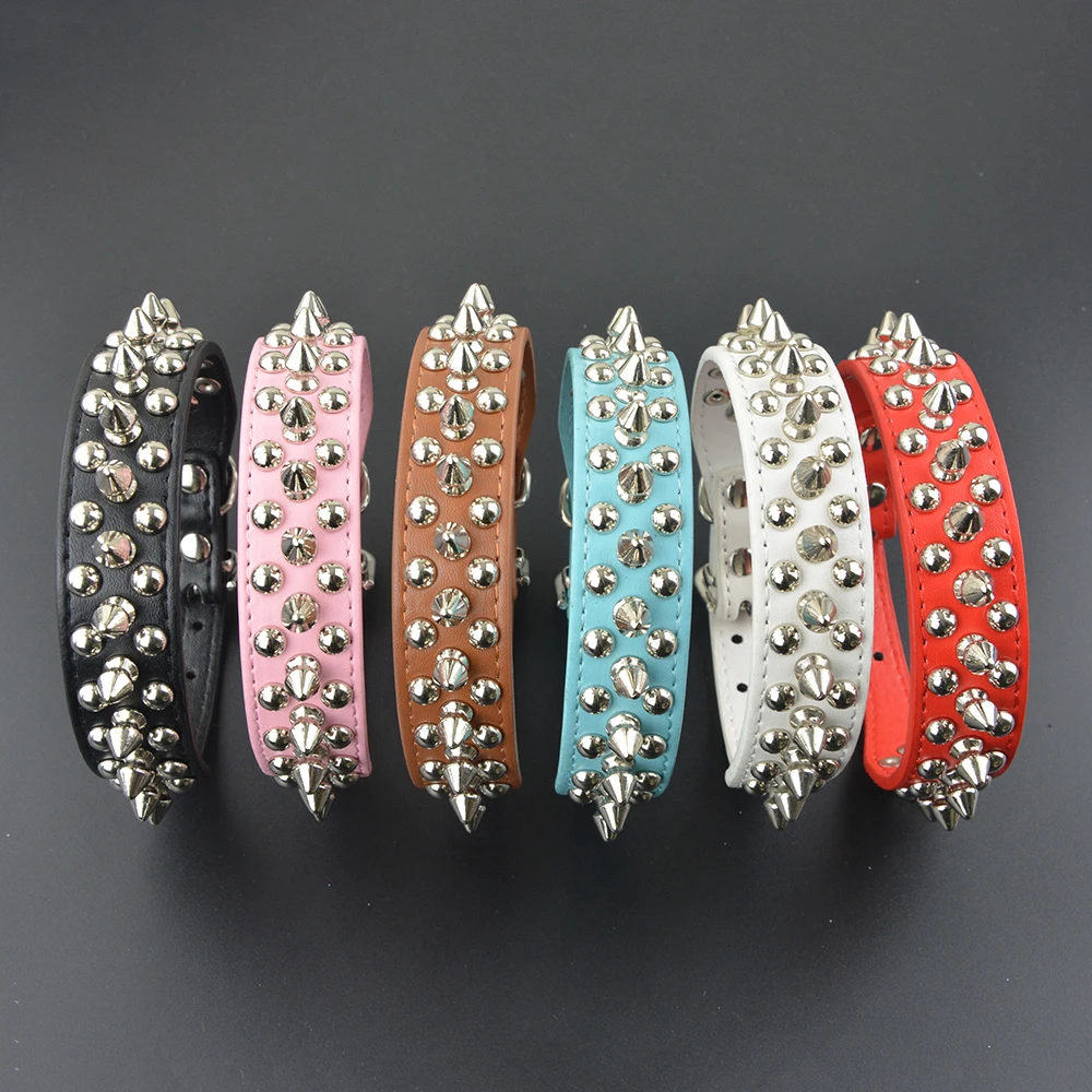 Most Color Small Medium Dog Collar Round Spikes Studded Pet Dog Necklace Collars for Walking Leash leads