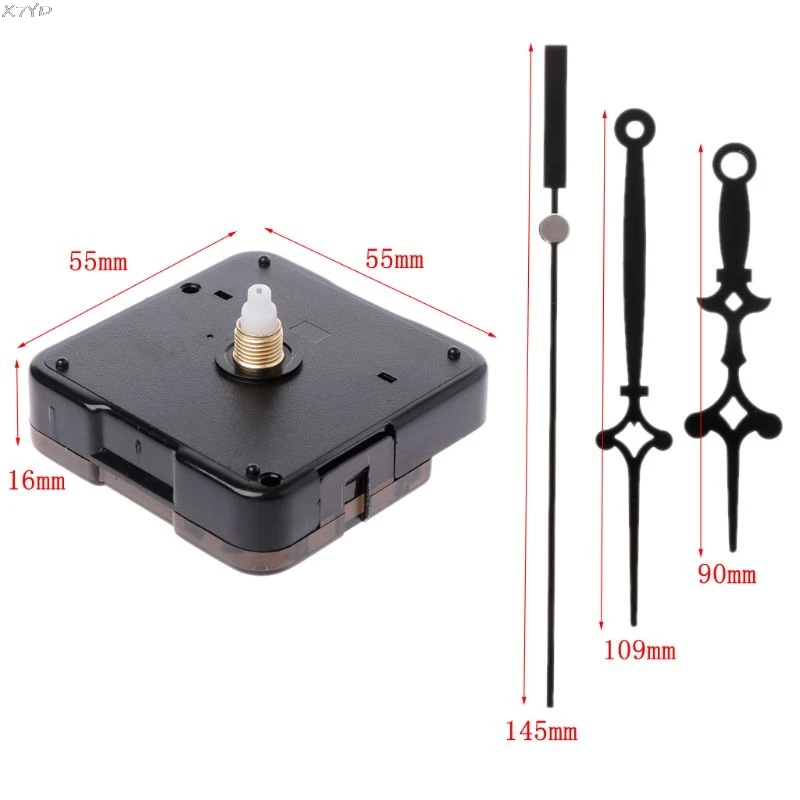 Quartz Clock Movement Mechanism Hands Wall Repair Tool Parts Silent Kit Set DIY Black Pointer 20#