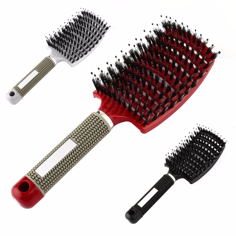 Women Men Hair Scalp Massage Comb Bristle & Nylon Hairbrush Wet Curly Detangle Hair Brush for Salon Hairdressing Styling Tools