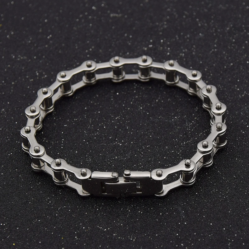 fashion lychee Biker Bicycle Motorcycle Chain Bracelet Bangle Punk Titanium Steel Bracelet Men Bangle Fashion Jewelry