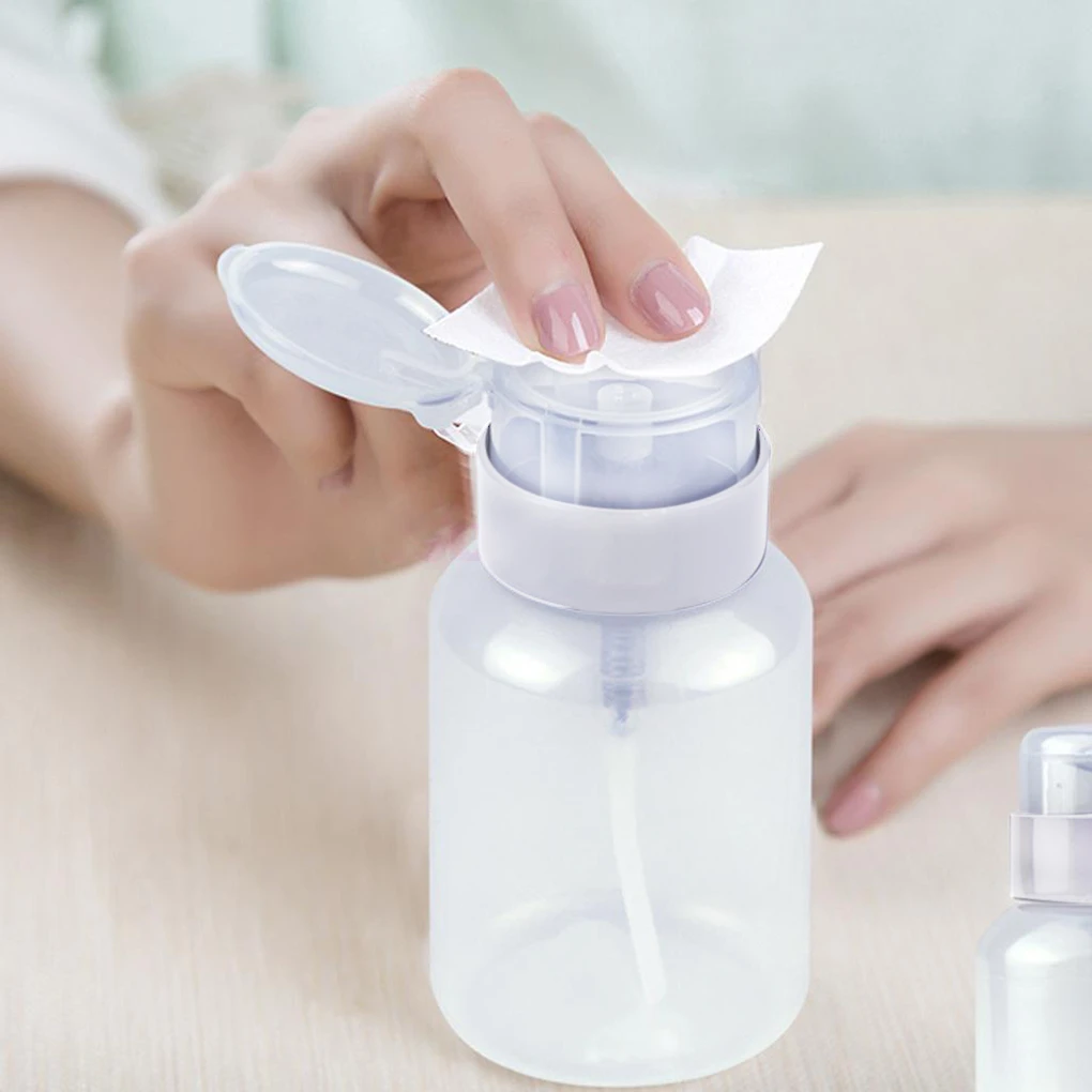 60/100/120/150/180/200ml Push Down Empty Pump Dispenser For Nail Polish Remover Alcohol Clear Bottle Storage Bottle