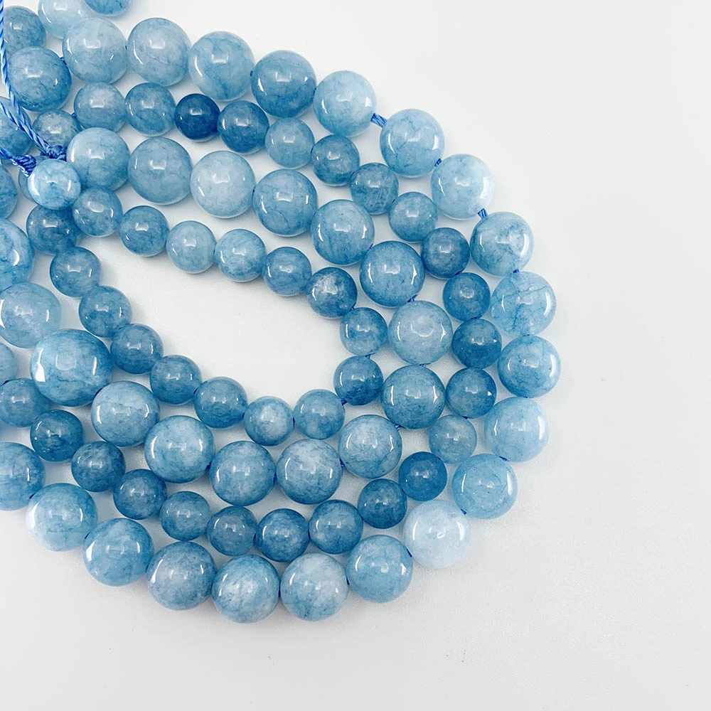 1 strand/lot 4/6/8/10/12mm Natural Aquamarin Agat Stone Bead Round Loose Spacer Beads For Jewelry Making Findings DIY Bracelet