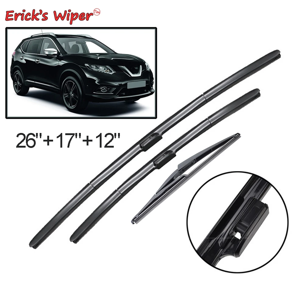Erick's Wiper Front & Rear Wiper Blades Set For Nissan X-Trail T32 Rogue 2 2013 - 2019 Windshield Windscreen Window 26