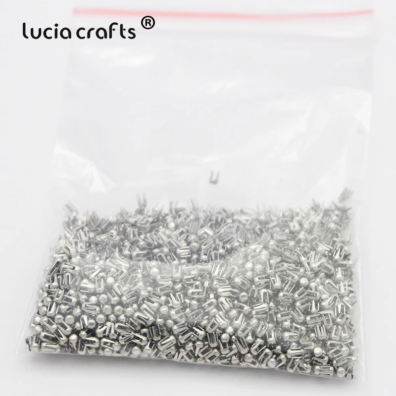 Lucia crafts 500pcs Silver Spikes Rivets Four Claw Nail Metal DIY For Clothing Garment  Beads Machine Accessories J0210