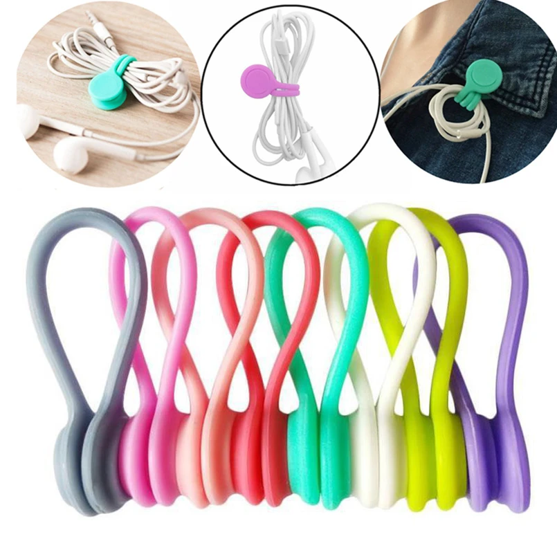 3Pcs/Pack Earphone Cord Winder Cable Holder Organizer Clips Multi Function Durable Magnet Headphones Winder Cables Drop Shipping