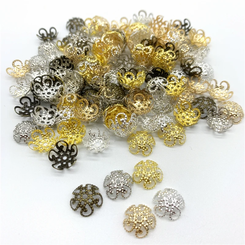 100pcs/Lot 10mm Flower Torus Shape Alloy Beads Caps Jewelry Findings Spacer Beads For Jewelry Making Charms Necklace Bracelets