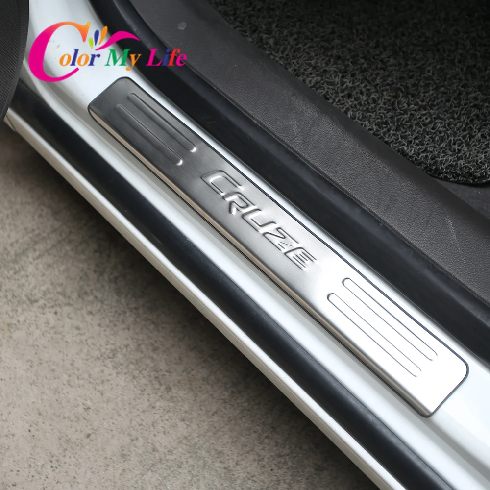Car Door Sill Plate for Cruze Stainless Steel Car Door Protect Sill Plates for Chevrolet Chevry Cruze Sedan Hatchback 2009-2015