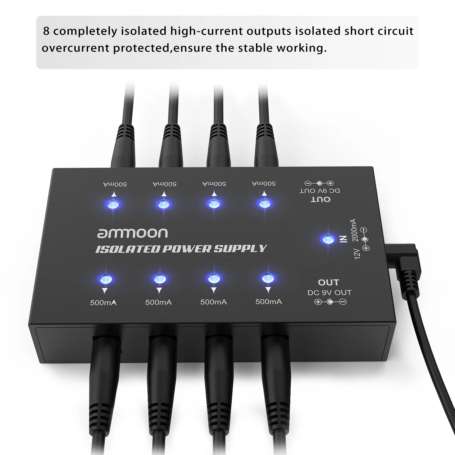 ammoon Compact Size Guitar Effect Power Supply 8 Isolated DC Outputs for 9V/18V Guitar Effects For Guitar Accessories Parts