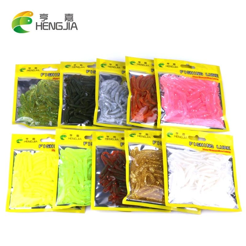 Hengjia 50pcs fake bait Wobbler Soft Jigging floating T fish Bionic isca Artificial fishing Lure fly  silicone bait Worms