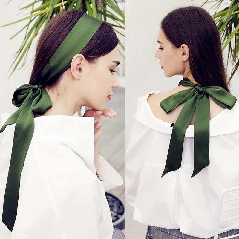 HOT Pure Satin Silk Scarf For Women Small Long Neck Hair Scarves Bag Strap Neckerchiefs Fashion Elegant Belt Tie Handbag Ribbons