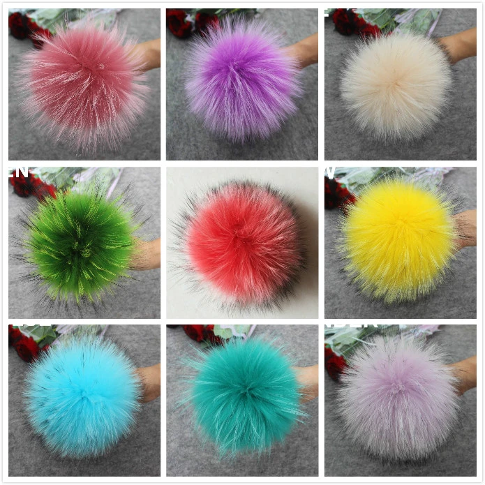 14-15cm DIY Genuine Real Raccoon Fur Pompom Ball Tassels For Women Kids Beanie Hats Big Size Natural Pom pom For Shoes Caps Bags