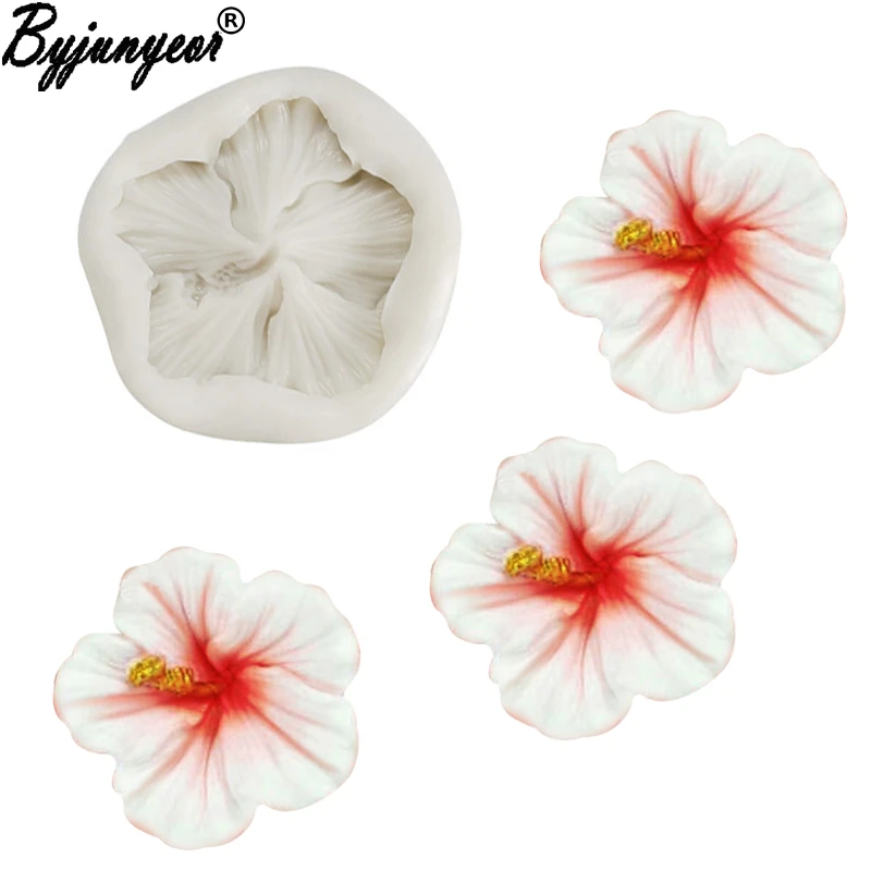 Hibiscus Epoxy UV Resin Silicone Mold Fondant Cake Decorating Tools Chocolate Gumpaste Rose Flower Sugar Ice Clay Mould M2353