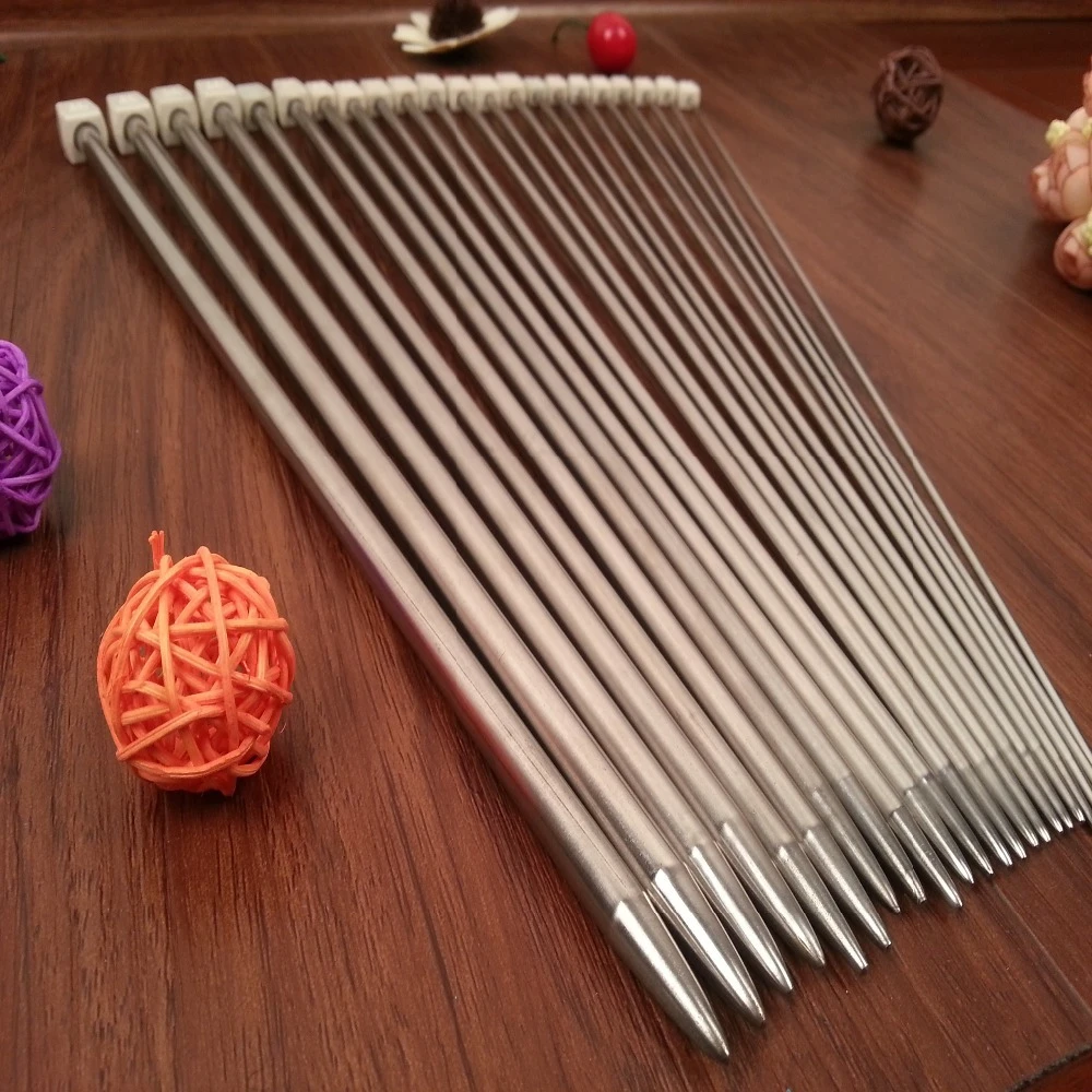 11PCS/set 25cm/35cm Stainless steel Single Pointed Knitting Needles Crochet Hook Tool Craft knitting needles Set 2.0mm-8.0mm