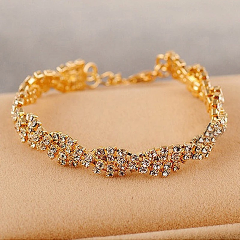 jewelry wholesale fashion delicate full rhinestone bling bracelet female bracelet women gold greek bracelet