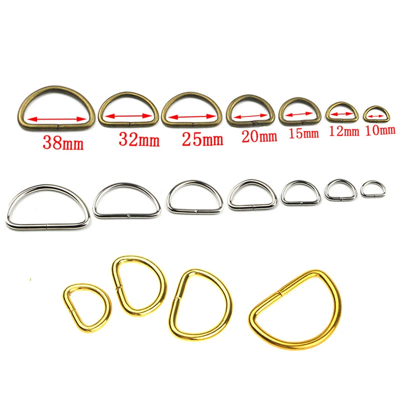 20pcs 100pcs Metal Non-Welded D Ring Adjustable Buckle For Backpacks Straps shoes Bags Cat Dog Collar Dee Buckles DIY Accessorie