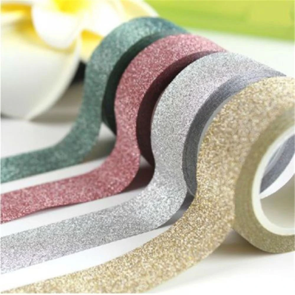 Adhesive Silver Golden Glitter Washi Tape Scrapbooking Christmas Party Wedding Home Decor Kawaii Cute Decorative Paper Crafts