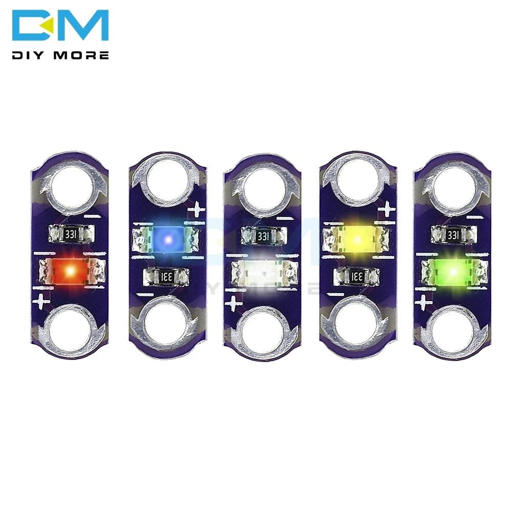 20pcs lot LilyPad Led Yellow/Green/White/Blue/Red LED Light Module For Arduino DIY KIT 3V-5V SMD DIY Kits
