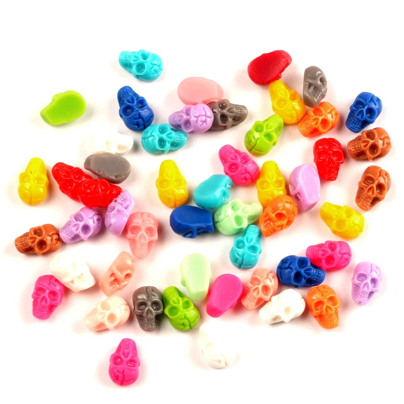 LF 50Pcs Mixed Resin Skull Decoration Craft Flatback Cabochon Embellishments For Scrapbooking Kawaii Cute Diy Accessories