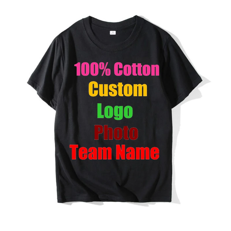 2021 Unisex custom logo printing personalized men's T-shirts custom solid color text photos clothing ads pure cotton T-shirts