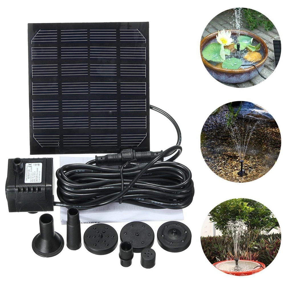 Solar Power Panel Water Pump Garden Brushless Pond Fountain Pool Water Pump Aquarium Fish Water Pump 7V 1.5W