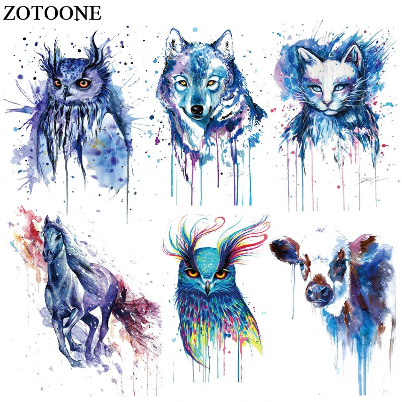 ZOTOONE Colorful Dog Cat Owl Patch Jeans Iron on Transfer for Clothes T-shirt Dresses DIY Thermal Transfer Animal Sticker E