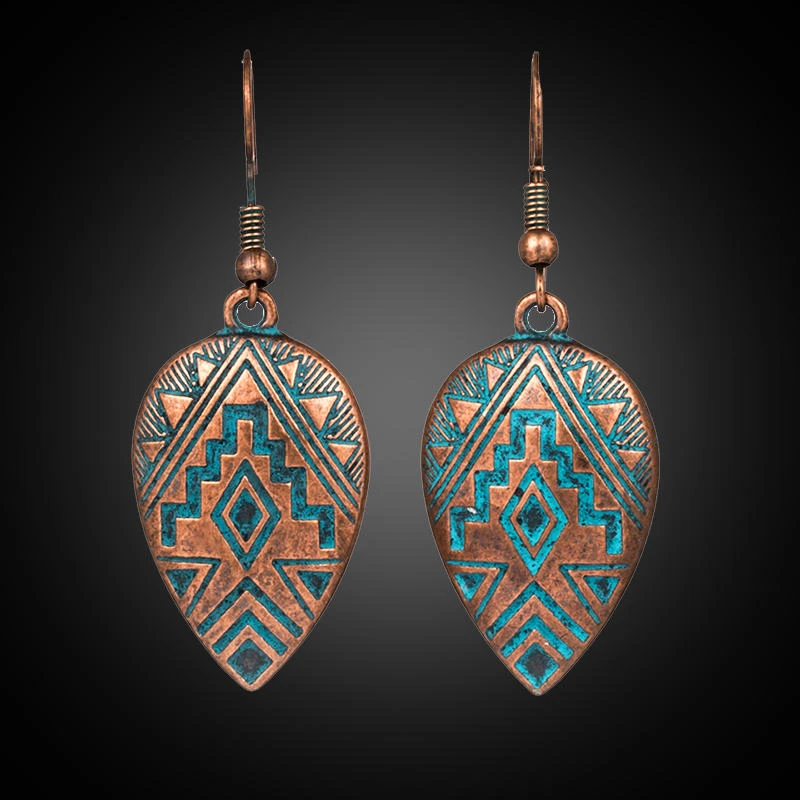 2019 New Trendy Vintage Ethnic Bohemian Water Drop Earrings For Female Women's Dangle Hanging Ear Ornaments Wedding Accessoies