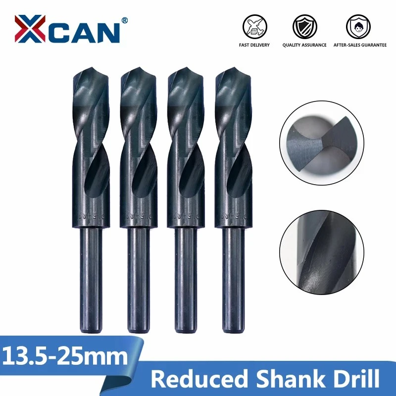 XCAN Twist Drill Bit Reduced Shank 1/2'' Nitride Coated Metal Hole Drilling Cutter Gun HSS Drill Bit