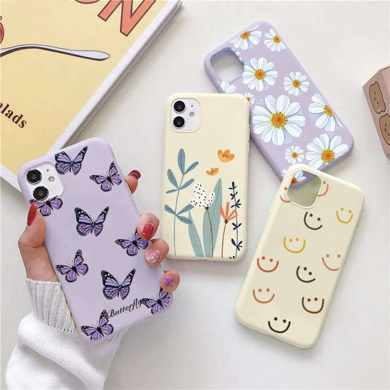 Flower Butterfly Case For Xiaomi Mi Poco X3 NFC M3 A3 A2 9T 9 SE 10 10T 11 Lite Redmi Note 10 9 8 Pro 8T 9s 10s 7 5 9C TPU Cover