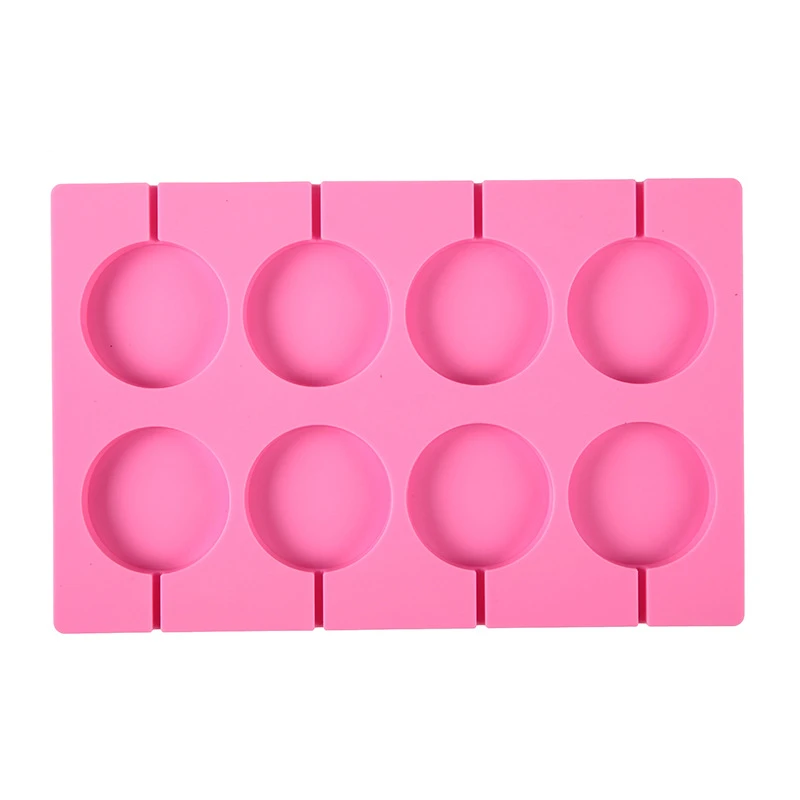 8-Cavity Round Silicone Lollipop Candy Mold Homemade Kids Cake Chocolate Cookies Mould Baking Pastry Decorating Tools