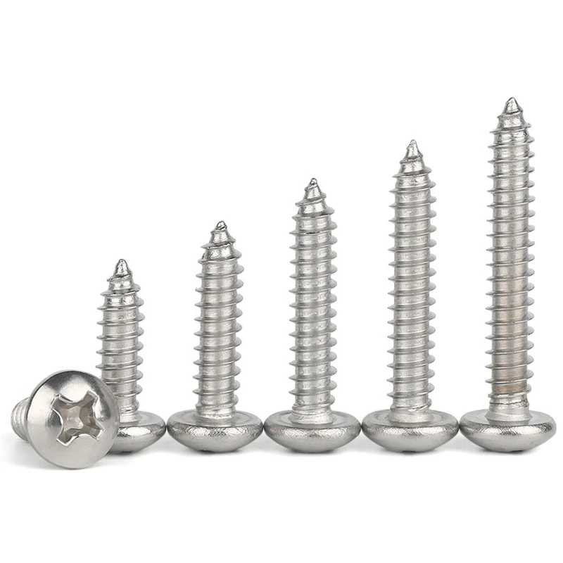 10/50pcs M1 M1.2 M1.4 M1.7 M2.2 M2.6 M3 M4 M5 M6 Mini 304 stainless steel Cross Phillips Pan Round Head Self tapping Wood Screw