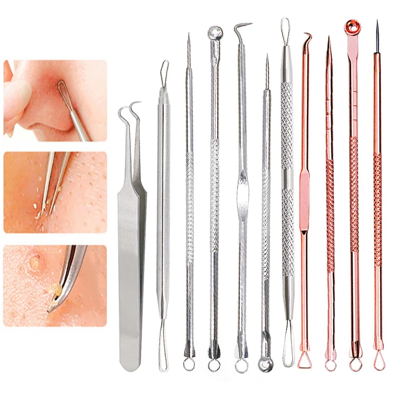 Blackhead Remover Needles Tool Black Dot Pimple Treatment Squeezing Acne Extractor Spoon Tools Face Care Comedone Pore Cleaner